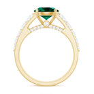 Rosec Jewels-Created Emerald Engagement Ring with Moissanite Side Stones