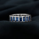 Rosec Jewels-Channel Set Lab Grown Blue Sapphire Wide Eternity Band Ring