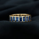 Rosec Jewels-Channel Set Lab Grown Blue Sapphire Wide Eternity Band Ring