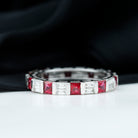 Rosec Jewels-Princess Cut Lab Created Ruby And Moissanite Full Eternity Ring