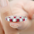 Rosec Jewels-Princess Cut Lab Created Ruby And Moissanite Full Eternity Ring