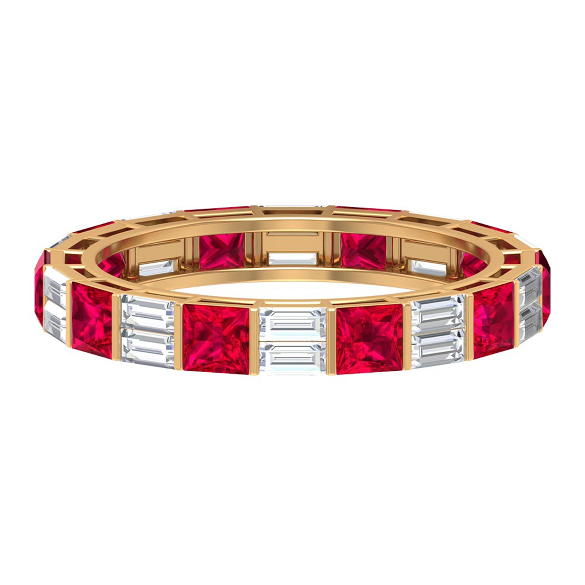 Rosec Jewels-Princess Cut Lab Created Ruby And Moissanite Full Eternity Ring