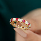 Rosec Jewels-Princess Cut Lab Created Ruby And Moissanite Full Eternity Ring