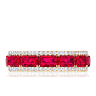 Rosec Jewels-Emerald Cut Created Ruby and Diamond Half Eternity Band