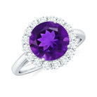 Rosec Jewels-2.25 CT Amethyst Engagement Ring with Moissanite Halo