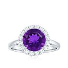 Rosec Jewels-2.25 CT Amethyst Engagement Ring with Moissanite Halo