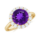 Rosec Jewels-2.25 CT Amethyst Engagement Ring with Moissanite Halo