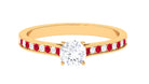 Rosec Jewels-Certified Moissanite Solitaire Engagement Ring With Lab Grown Ruby