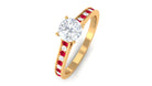 Rosec Jewels-Certified Moissanite Solitaire Engagement Ring With Lab Grown Ruby