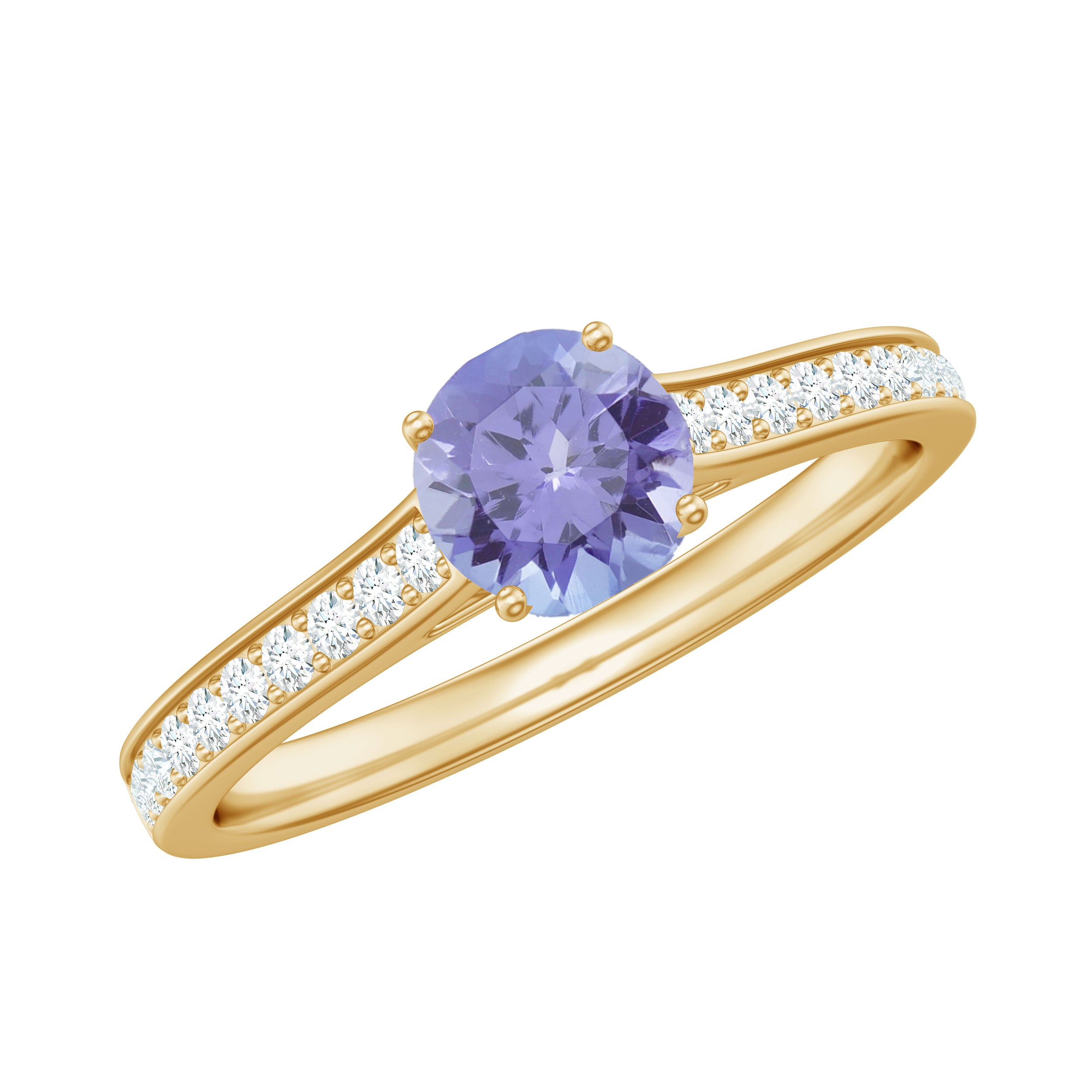 Rosec Jewels-Engagement Ring with Tanzanite and Diamond Side Stones