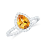 Rosec Jewels-1.5 CT Citrine Teardrop Ring with Diamond Halo