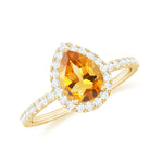 Rosec Jewels-1.5 CT Citrine Teardrop Ring with Diamond Halo