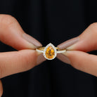 Rosec Jewels-1.5 CT Citrine Teardrop Ring with Diamond Halo