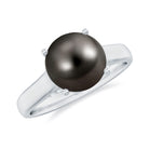 7.75 CT Classic Tahitian Pearl Solitaire Ring with Surprise Diamond Tahitian pearl - ( AAA ) - Quality - Rosec Jewels