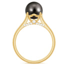 7.75 CT Classic Tahitian Pearl Solitaire Ring with Surprise Diamond Tahitian pearl - ( AAA ) - Quality - Rosec Jewels