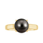 7.75 CT Classic Tahitian Pearl Solitaire Ring with Surprise Diamond Tahitian pearl - ( AAA ) - Quality - Rosec Jewels