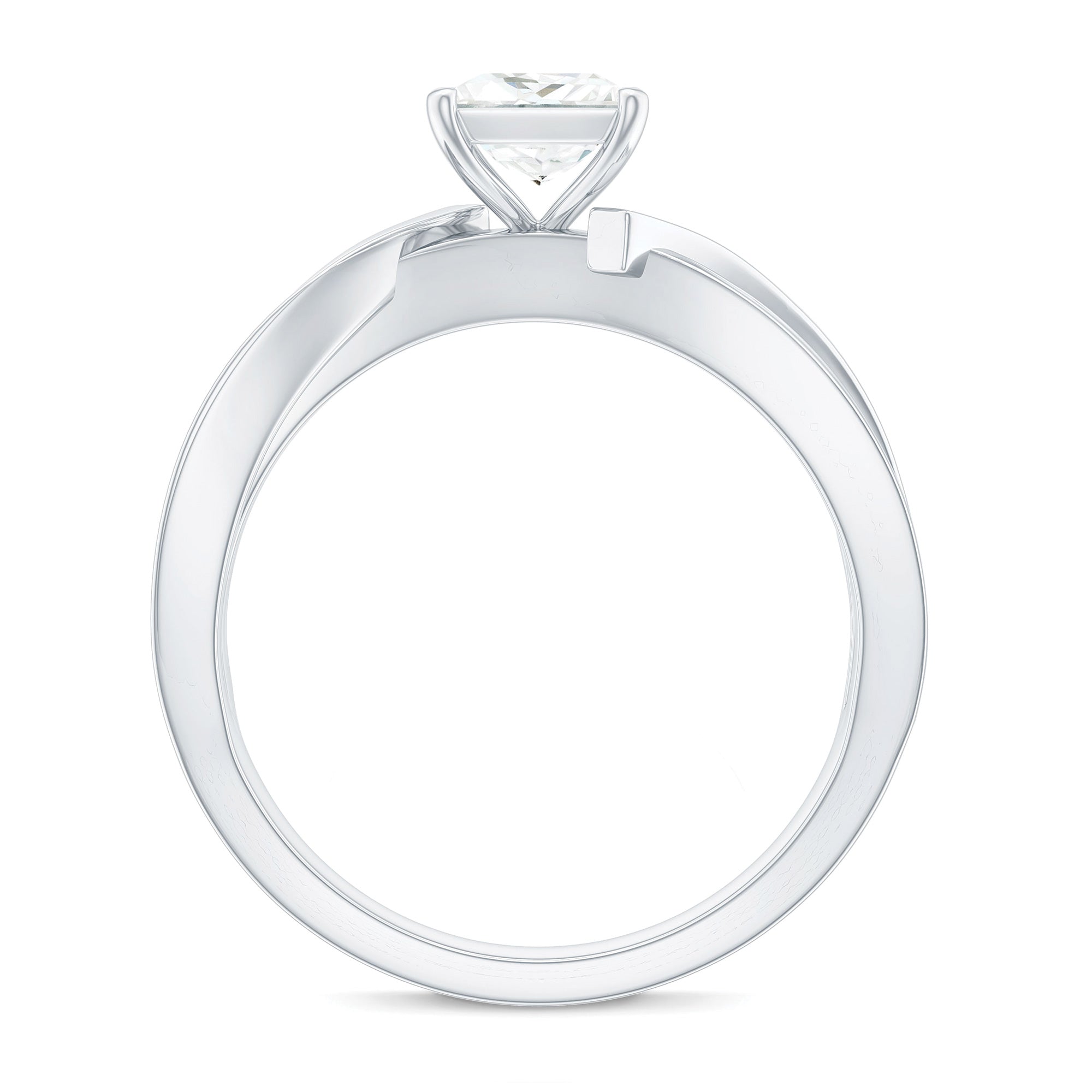 Rosec Jewels-Princess Cut Solitaire Moissanite Infinity Engagement Ring