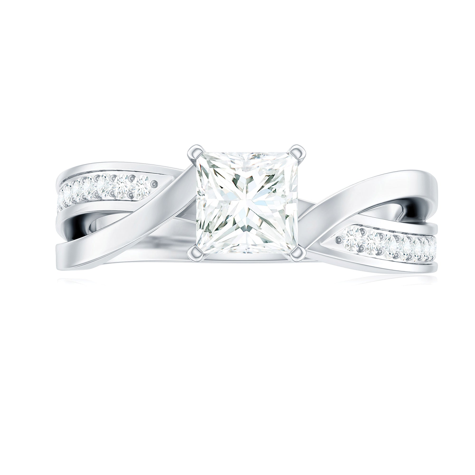 Rosec Jewels-Princess Cut Solitaire Moissanite Infinity Engagement Ring