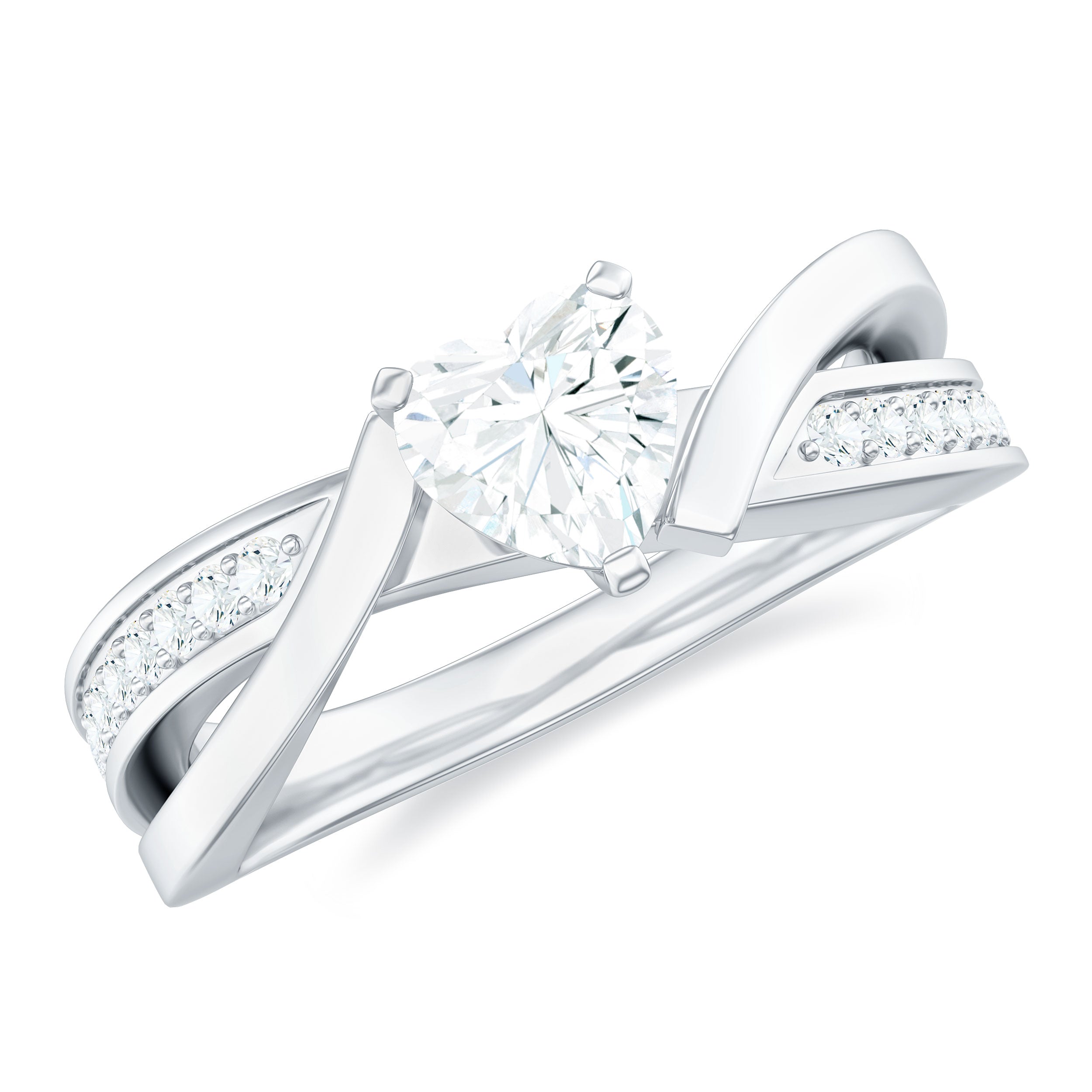 Rosec Jewels-Heart Shape Solitaire Moissanite Infinity Engagement Ring