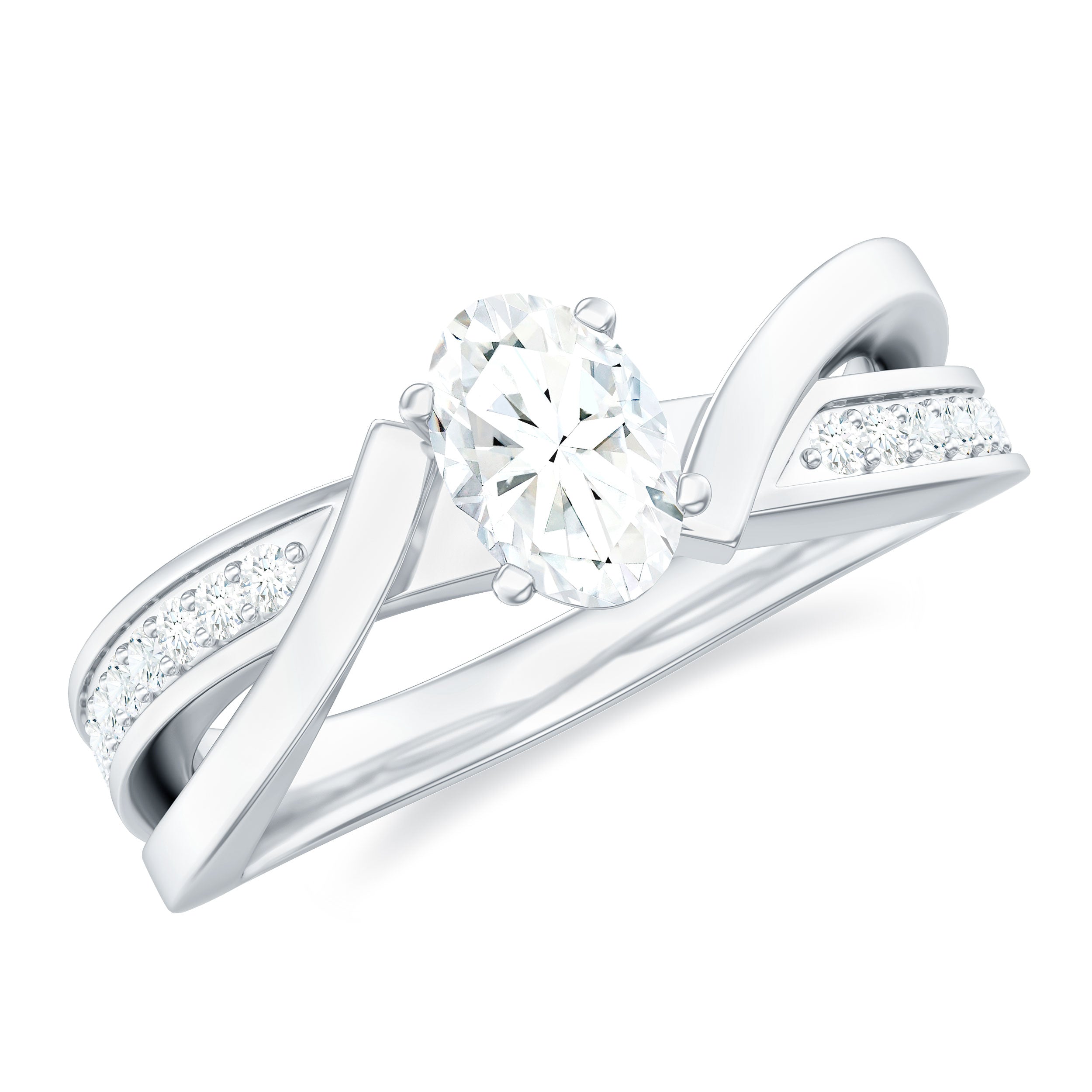 Rosec Jewels-Oval Cut Solitaire Moissanite Infinity Engagement Ring