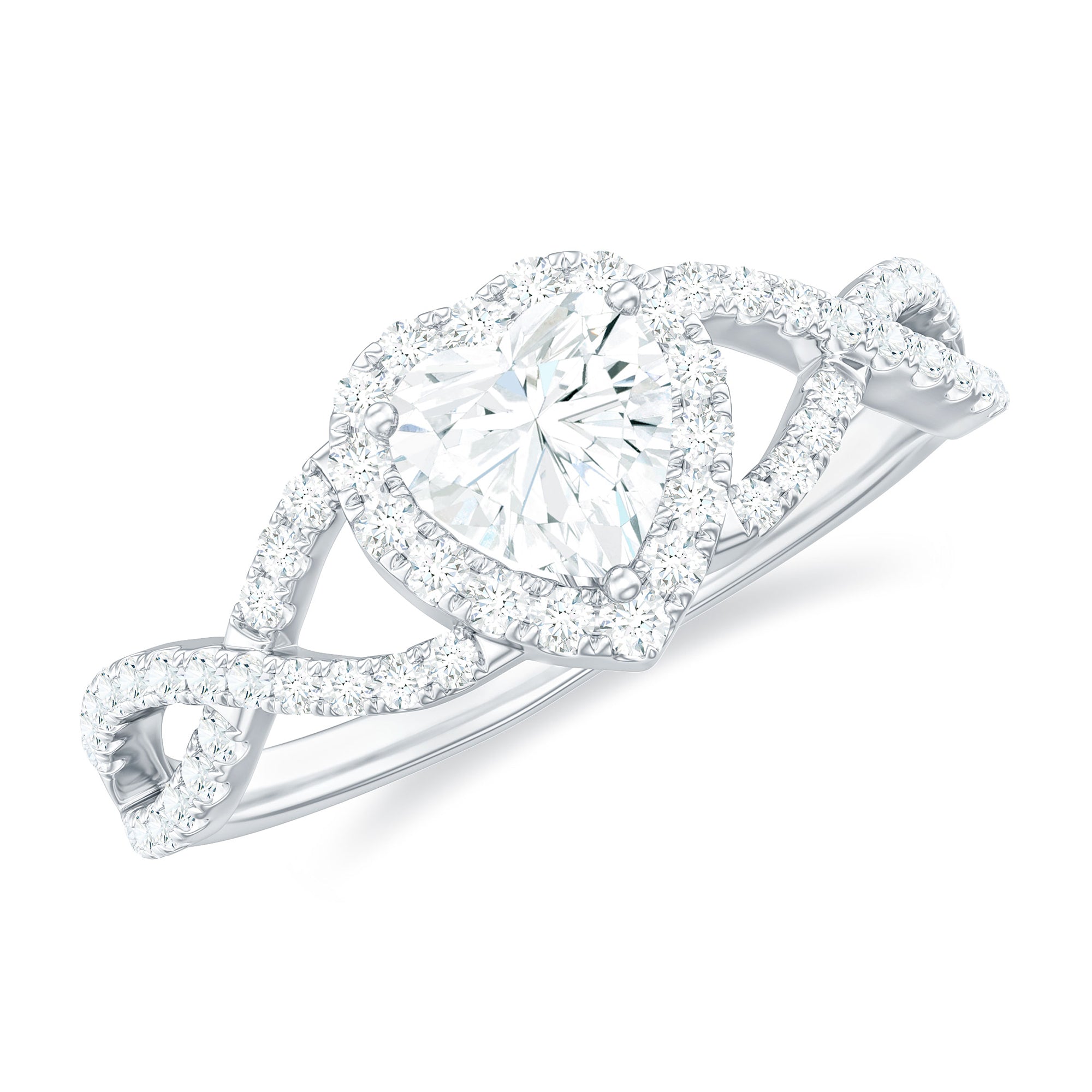 Rosec Jewels-Heart Shape Moissanite Crossover Engagement Ring