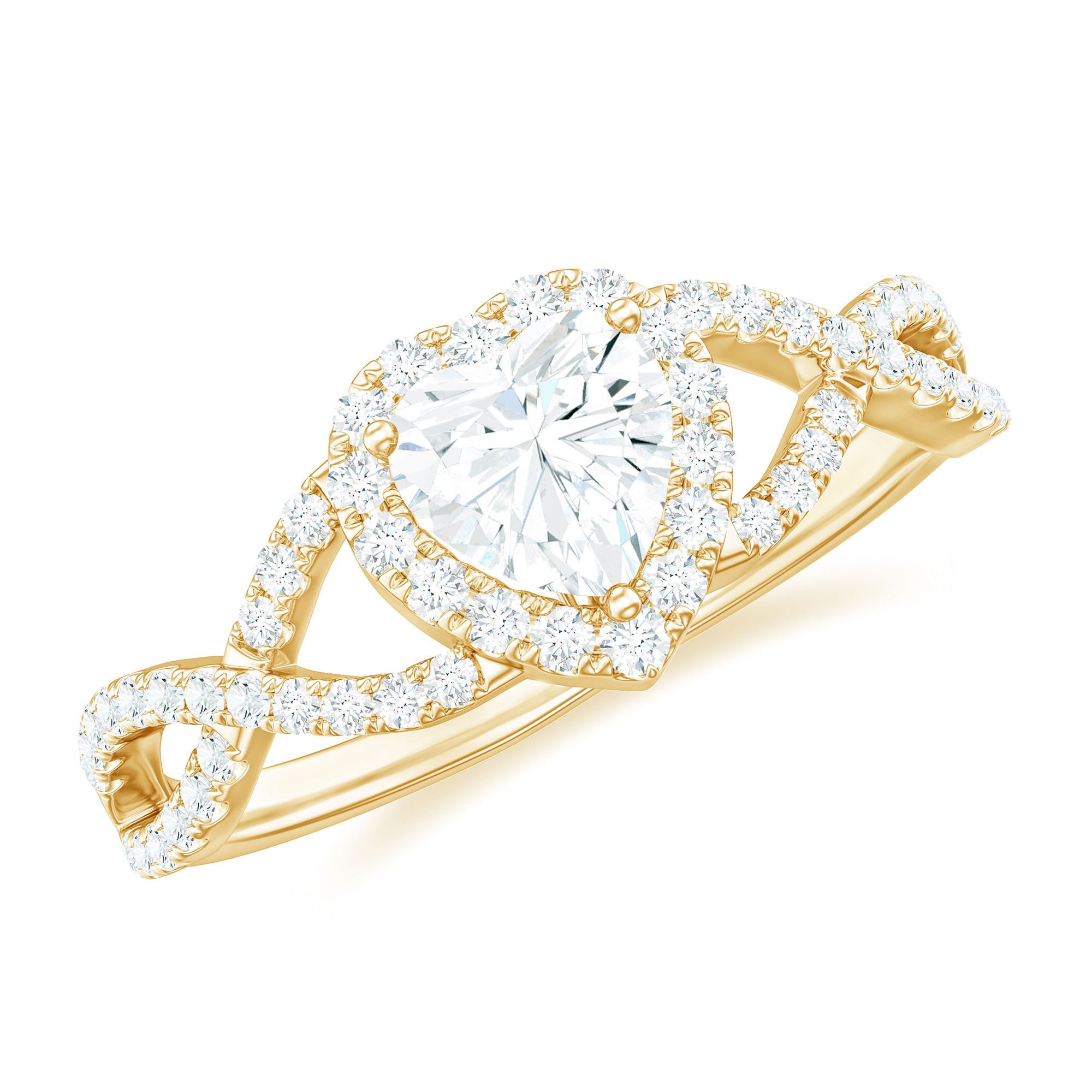 Rosec Jewels-Heart Shape Moissanite Crossover Engagement Ring