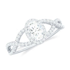 Rosec Jewels-Oval Cut Moissanite Crossover Engagement Ring in Gold