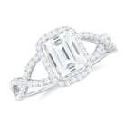 Rosec Jewels-Emerald Cut Moissanite Crossover Engagement Ring in Gold