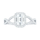 Rosec Jewels-Emerald Cut Moissanite Crossover Engagement Ring in Gold