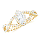 Rosec Jewels-Marquise Cut Moissanite Crossover Engagement Ring in Gold