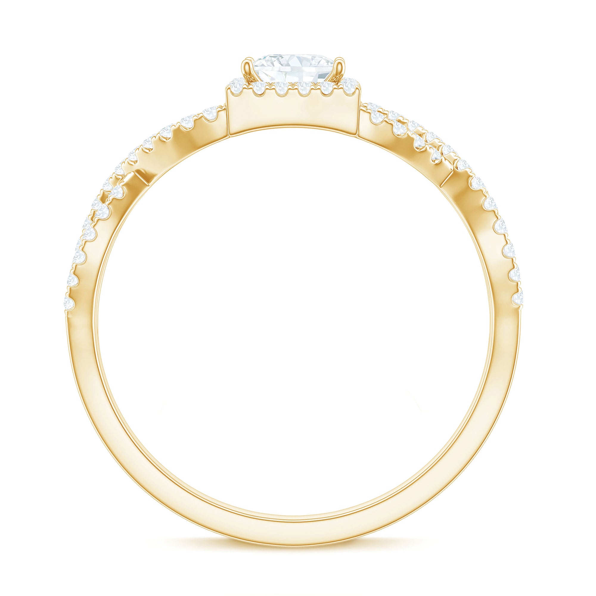 Rosec Jewels-Princess Cut Moissanite Crossover Engagement Ring in Gold