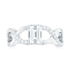 Rosec Jewels-Emerald Cut Certified Moissanite Infinity Style Engagement Ring