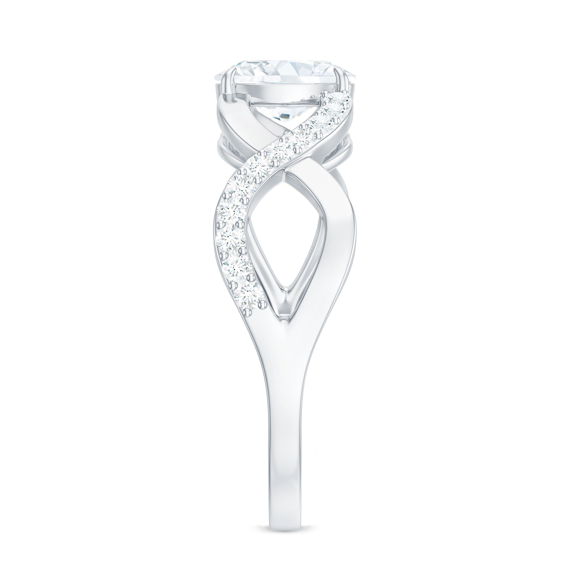 Rosec Jewels-Oval Cut Certified Moissanite Infinity Style Engagement Ring