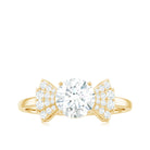 Rosec Jewels-Round Shape Moissanite Solitaire Designer Engagement Ring in Gold