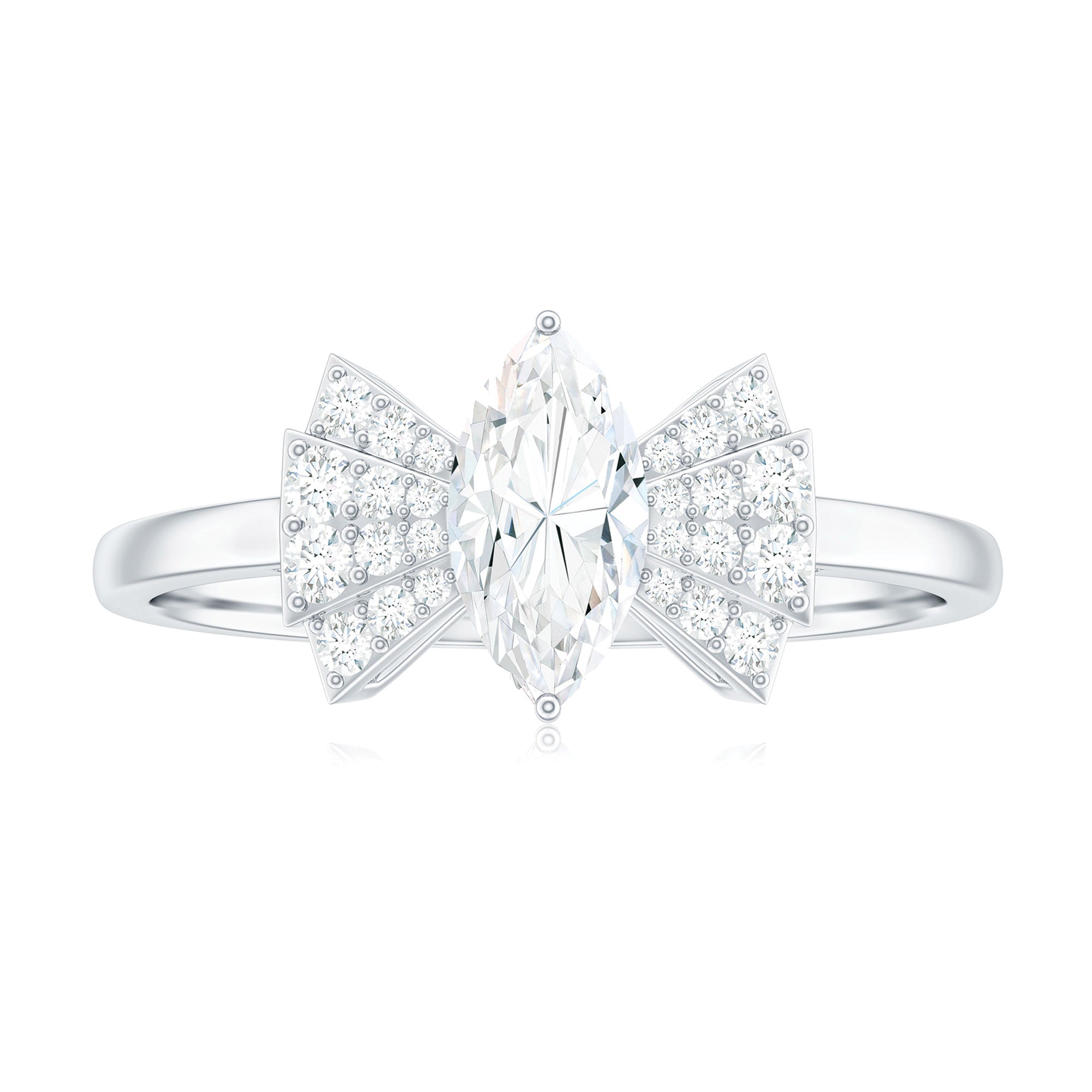 Rosec Jewels-Marquise Cut Moissanite Solitaire Designer Engagement Ring in Gold