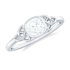 Rosec Jewels-Cushion Moissanite Solitaire Celtic Knot Ring in Bezel Setting