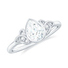 Rosec Jewels-Pear Shaped Moissanite Solitaire Celtic Knot Ring in Bezel Setting