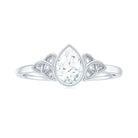 Rosec Jewels-Pear Shaped Moissanite Solitaire Celtic Knot Ring in Bezel Setting