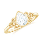 Rosec Jewels-Pear Shaped Moissanite Solitaire Celtic Knot Ring in Bezel Setting