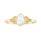 Rosec Jewels-Pear Shaped Moissanite Solitaire Celtic Knot Ring in Bezel Setting