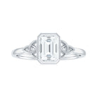 Rosec Jewels-Emerald Cut Moissanite Solitaire Celtic Knot Ring in Bezel Setting