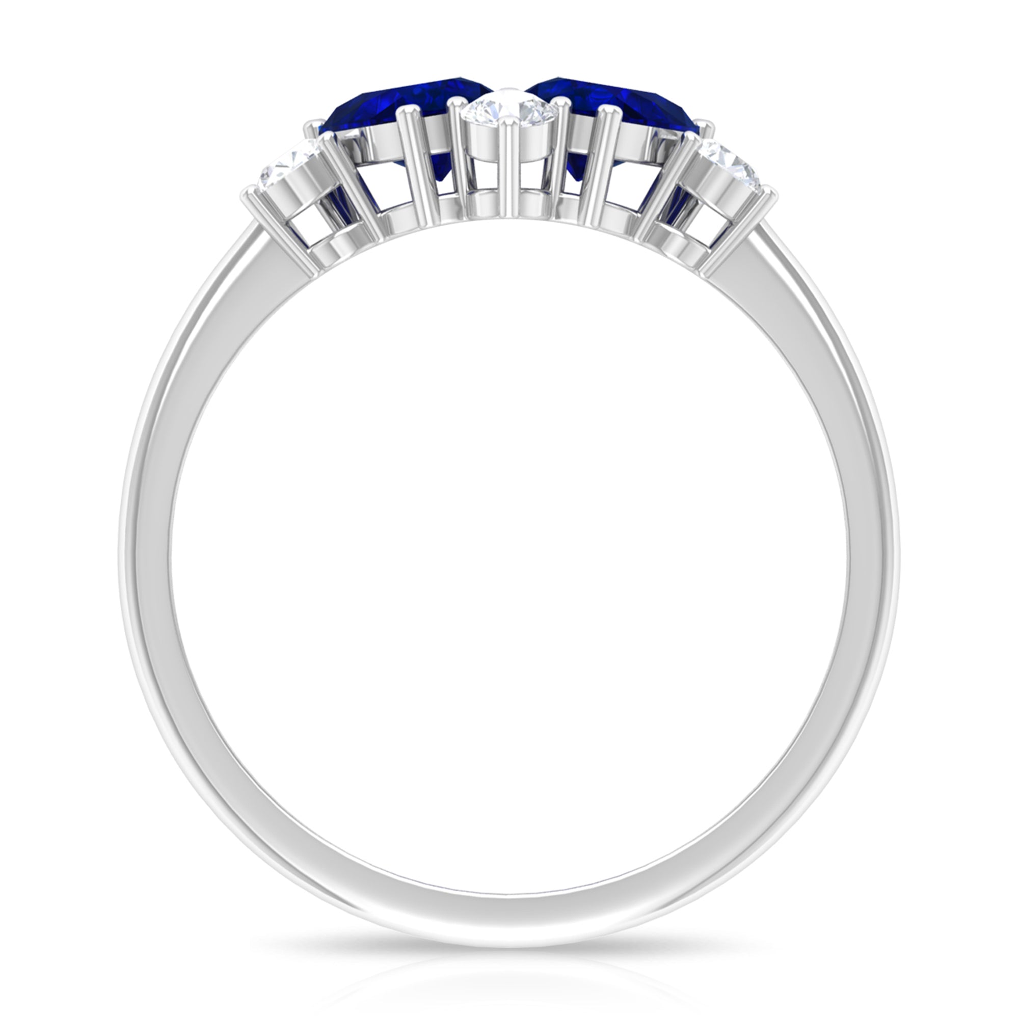 Rosec Jewels-Pear Shape Blue Sapphire and Diamond Cluster Promise Ring