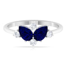 Rosec Jewels-Pear Shape Blue Sapphire and Diamond Cluster Promise Ring