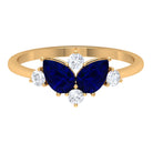 Rosec Jewels-Pear Shape Blue Sapphire and Diamond Cluster Promise Ring