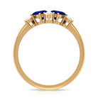 Rosec Jewels-Pear Shape Blue Sapphire and Diamond Cluster Promise Ring