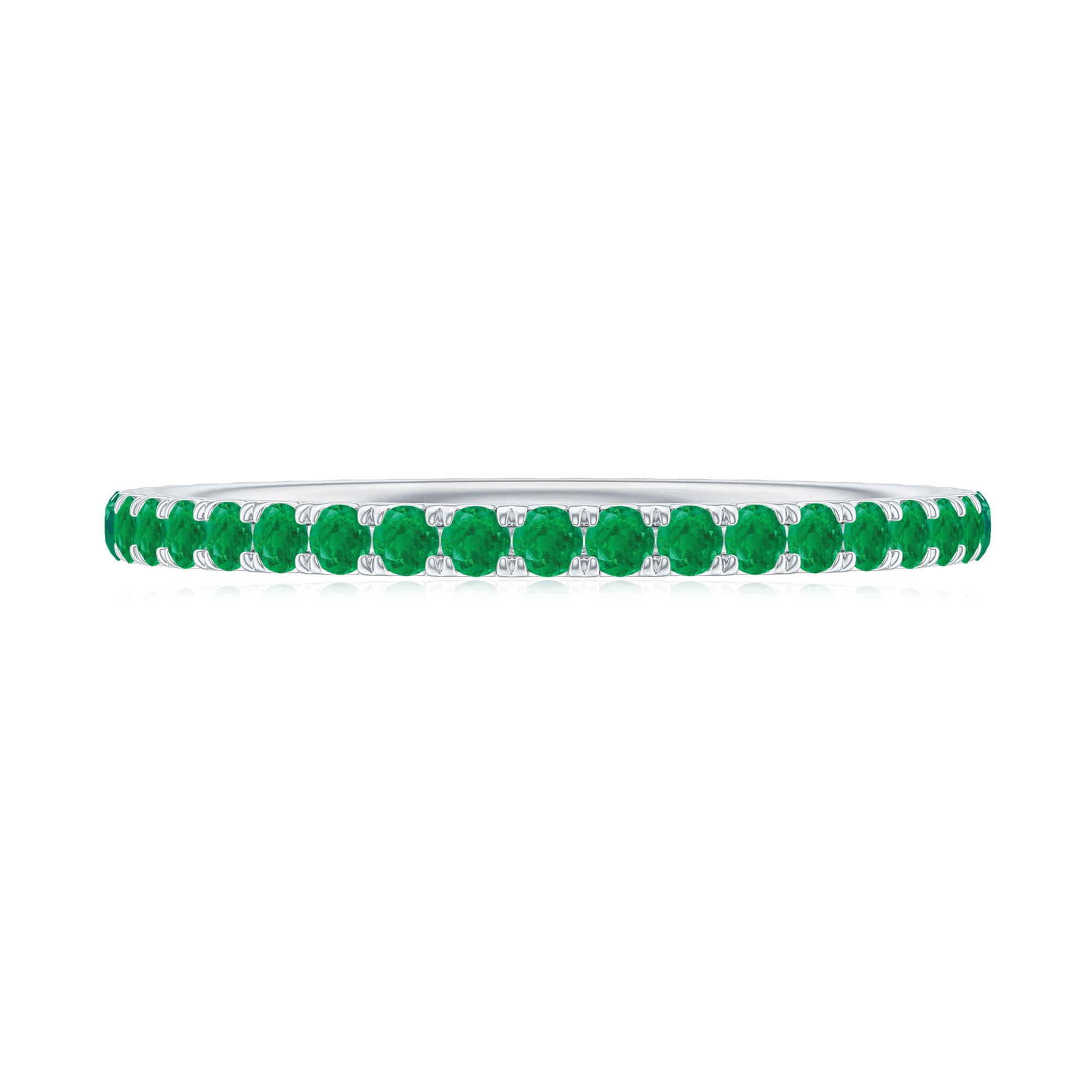 Rosec Jewels-0.50 CT Round Cut Emerald Full Eternity Stackable Ring