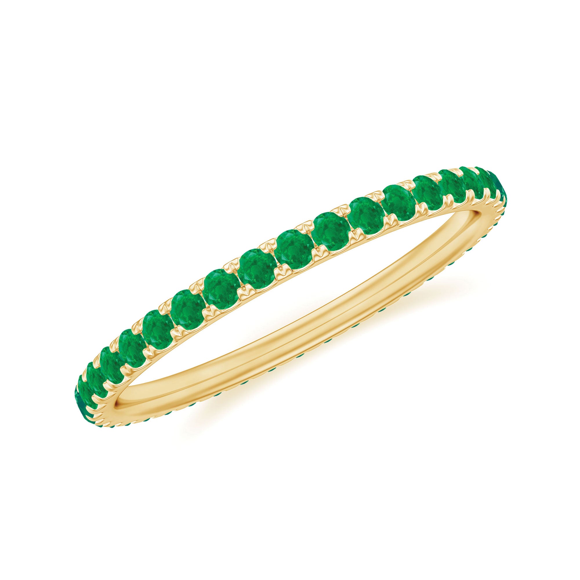 Rosec Jewels-0.50 CT Round Cut Emerald Full Eternity Stackable Ring