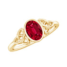 Rosec Jewels-5X7 MM Created Ruby Celtic Knot Ring for Women