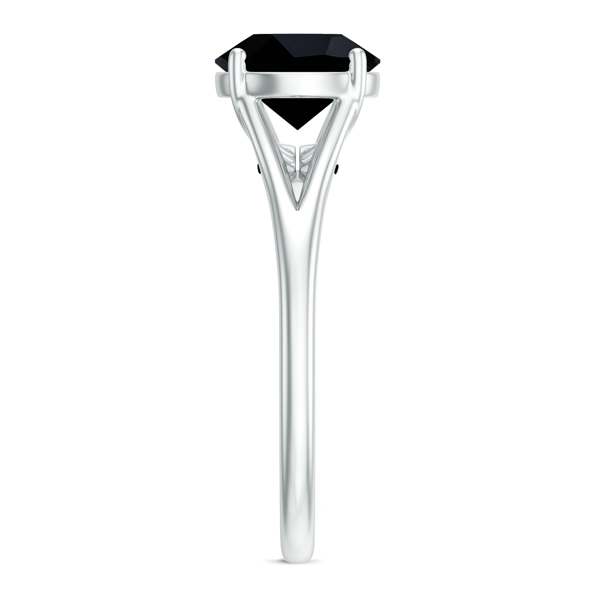 Rosec Jewels-2 CT Black Onyx Solitaire Ring with Hidden Moissanite in Split Shank