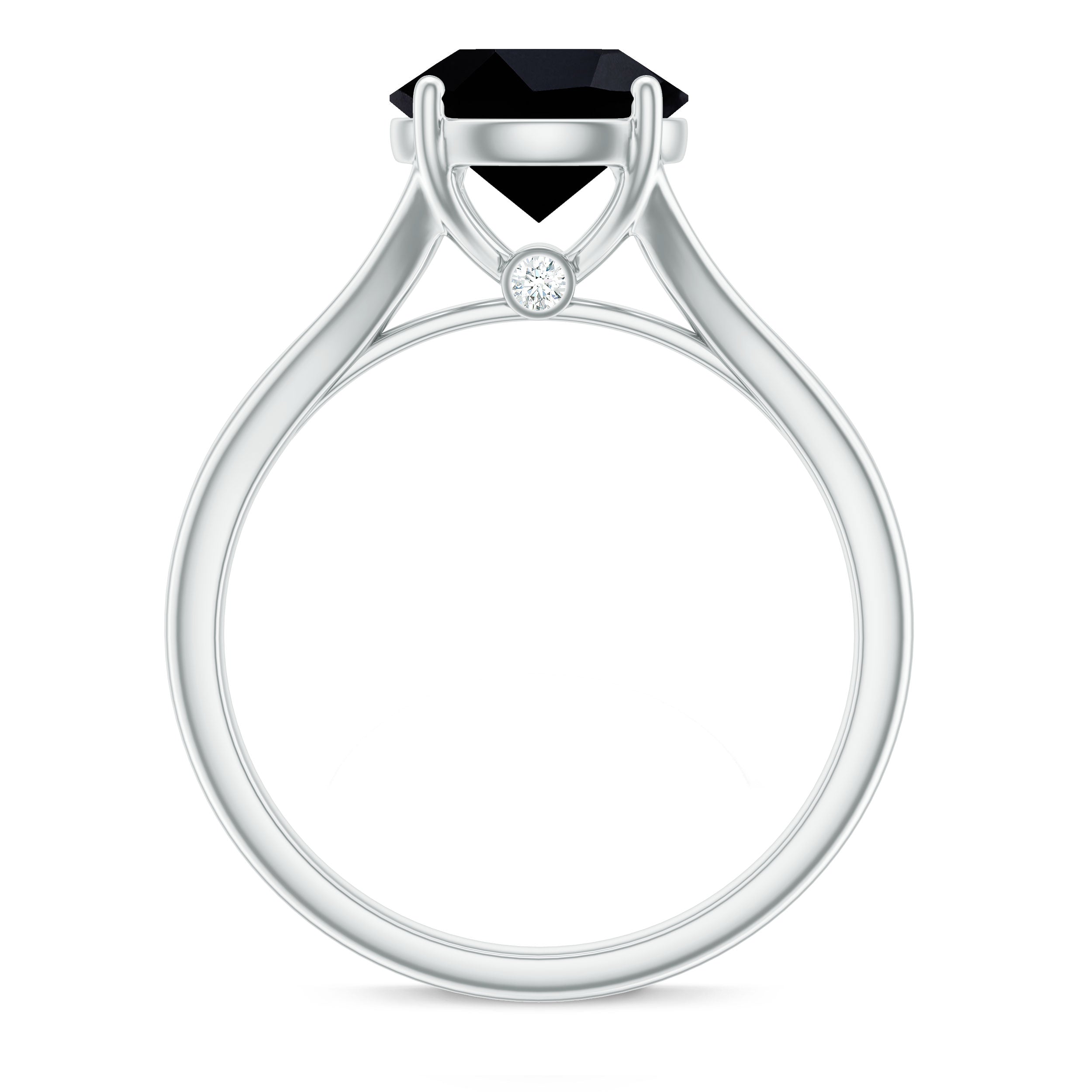 Rosec Jewels-2 CT Black Onyx Solitaire Ring with Hidden Moissanite in Split Shank